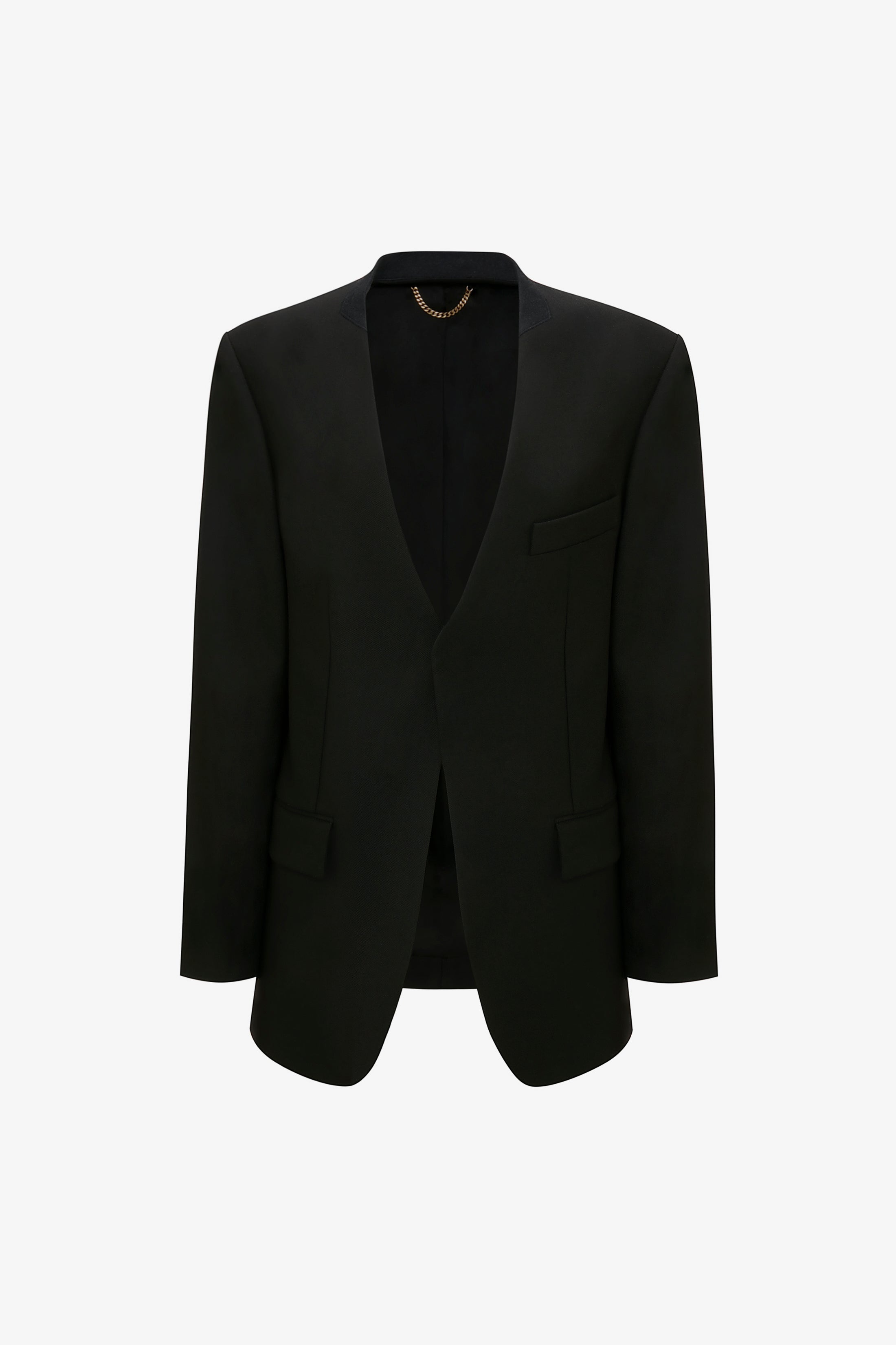 Hidden Lapel Single Breasted Jacket In Black - 1