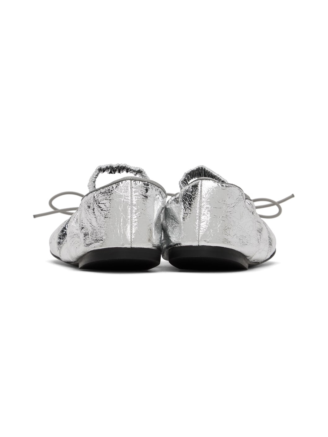 Silver Glove Mary Jane Crinkled Metallic Ballerina Flats - 2