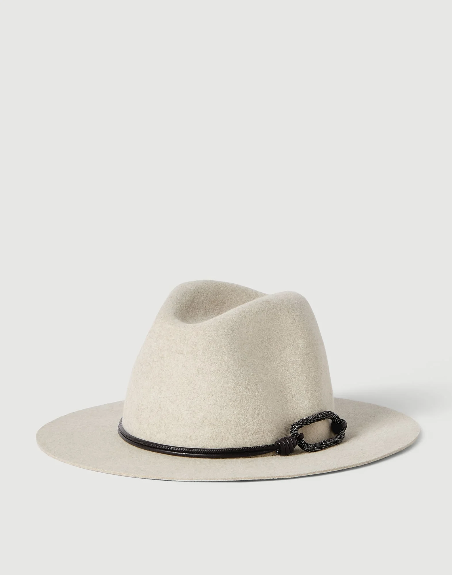 Felt fedora with leather and monili band - 1