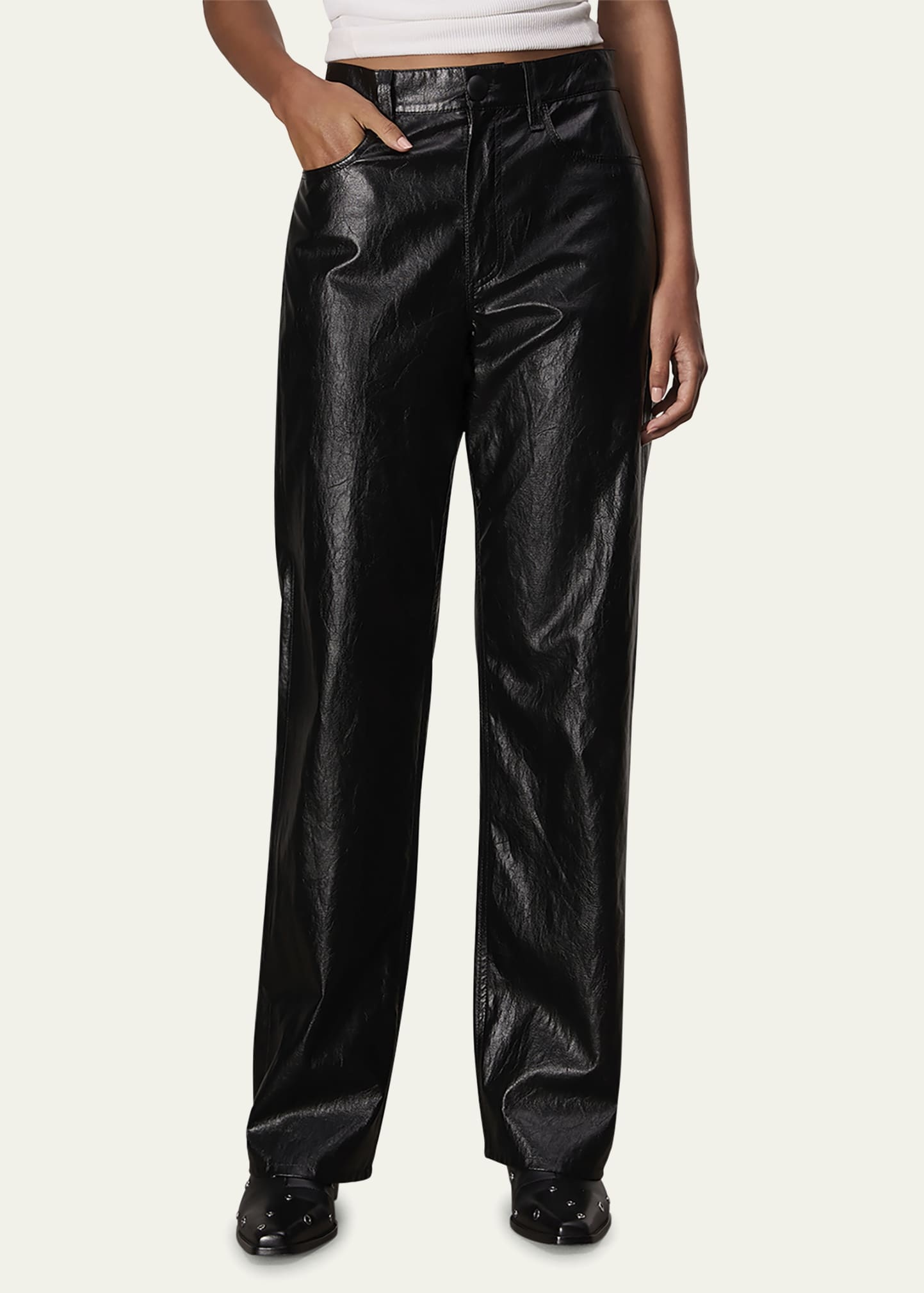 Shea Straight Faux Leather Pants - 4
