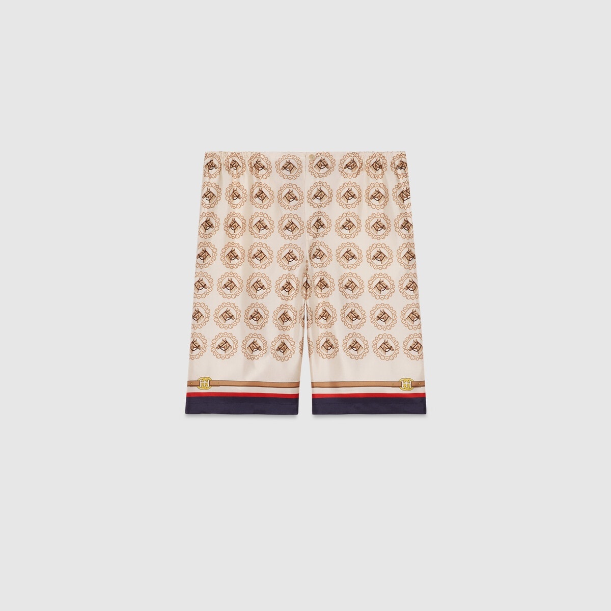 Equestrian print silk twill shorts - 1