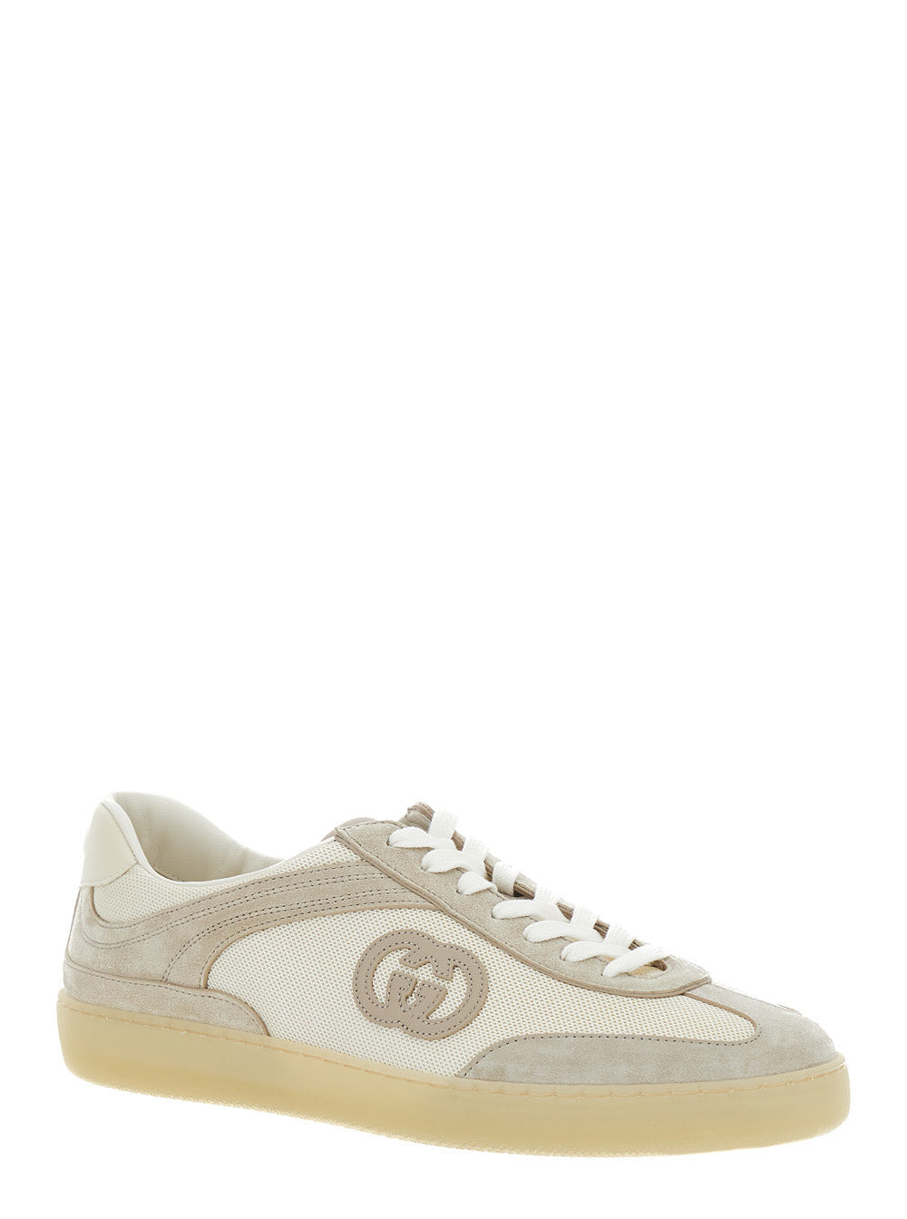 Gucci Men 'G74' Beige Low Top Sneakers With Logo Patch On The Side And Logo Lettering On The Tongue  - 2
