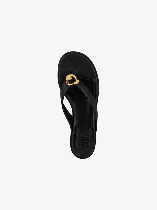 G CHAIN BUCKLE SANDALS IN LEATHER - 5
