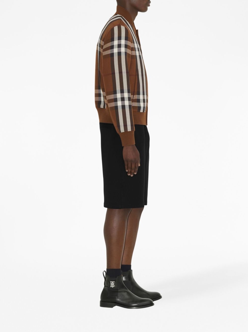 checked wool-blend bomber jacket - 3