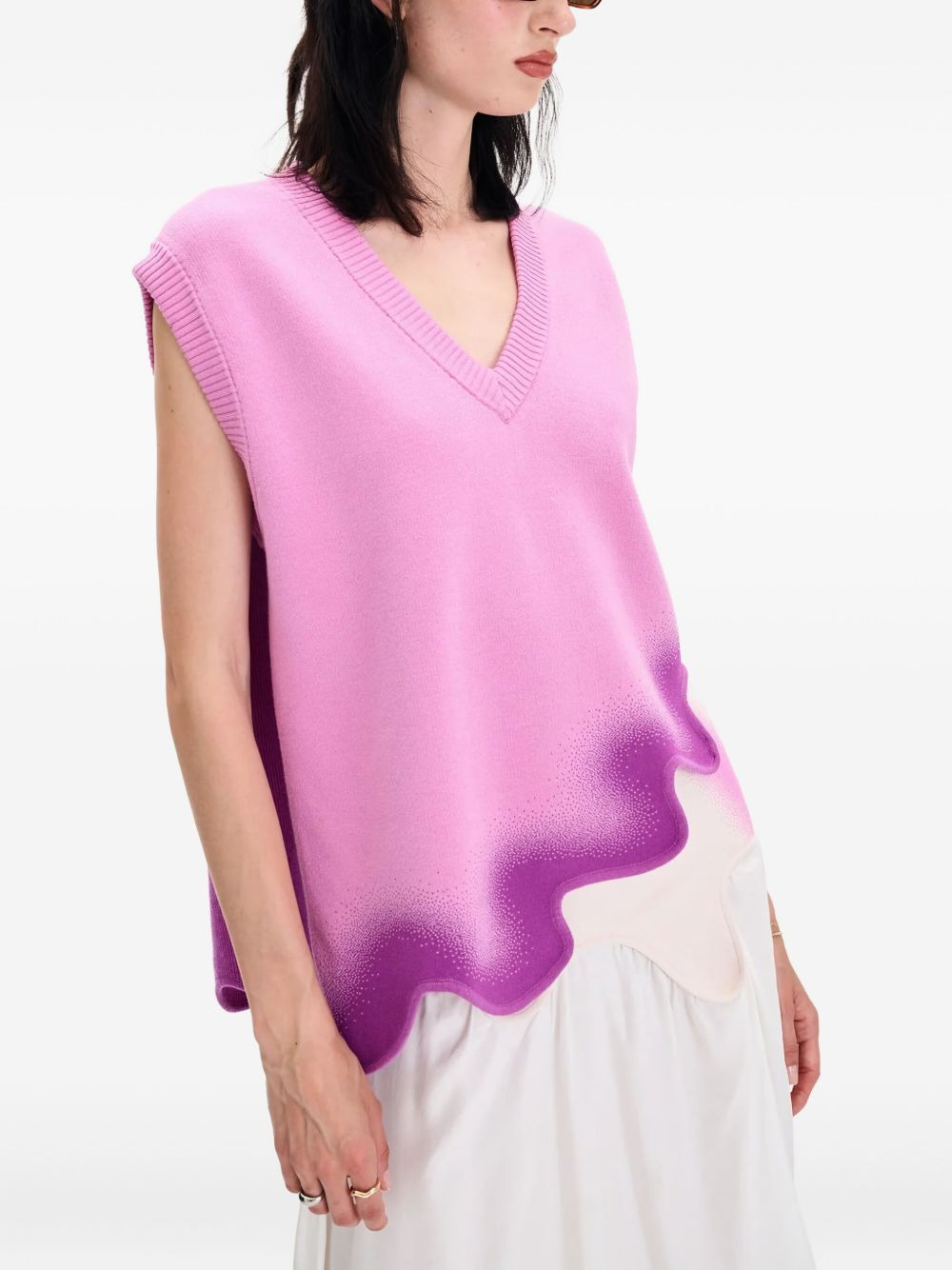 v-neck wavy-hem vest - 4