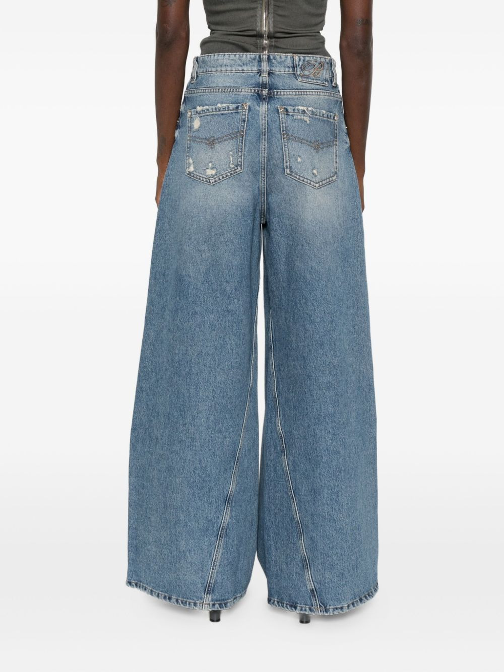 distressed frayed jeans - 4
