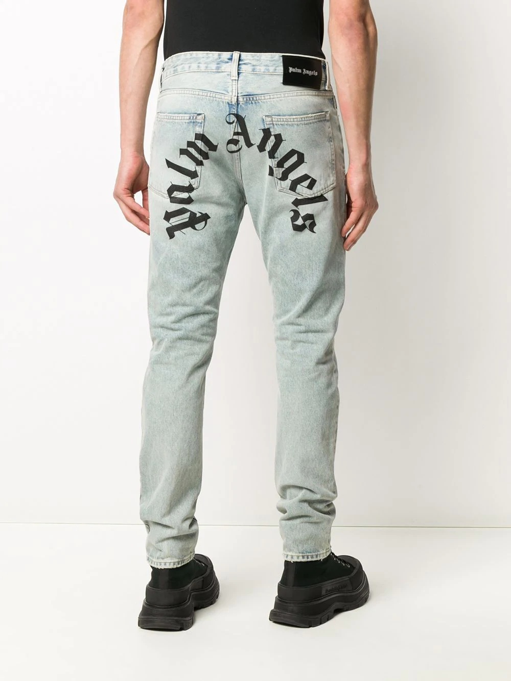 logo print slim-fit jeans - 4