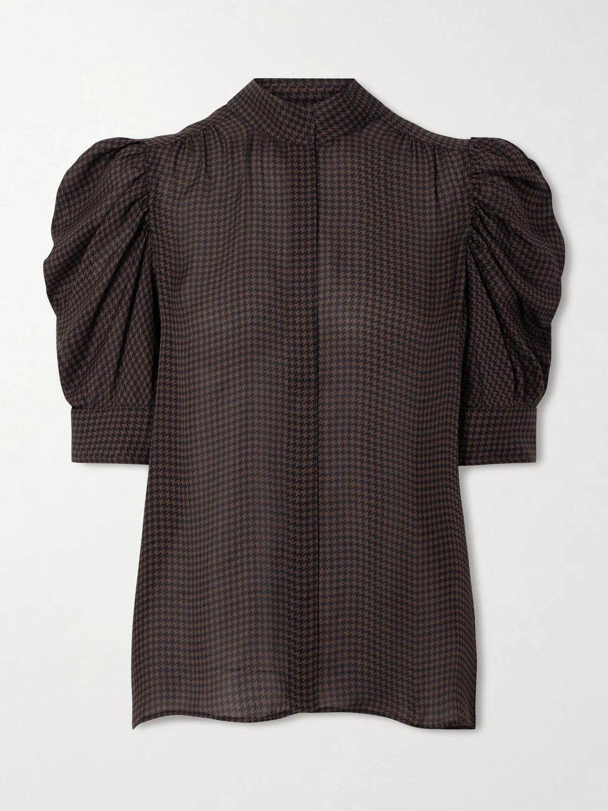 Gillian Houndstooth Silk-satin Shirt - 1