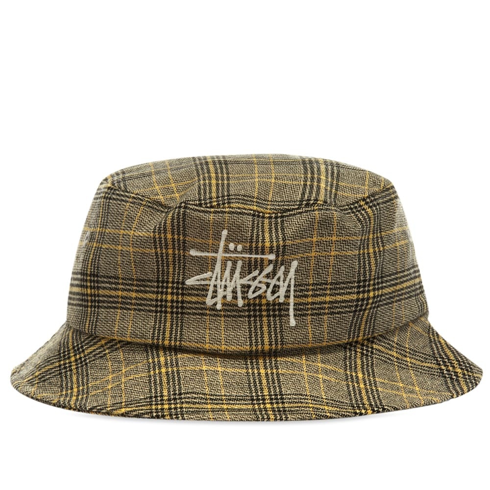 Stussy Big Logo Plaid Bucket Hat - 1