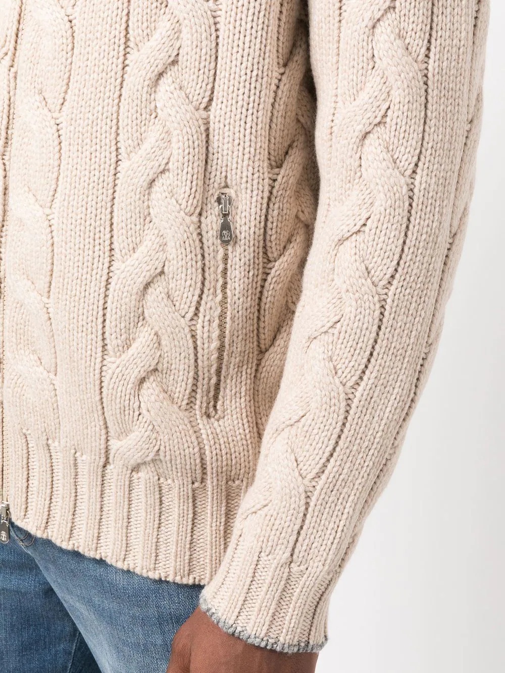 cable-knit cashmere zip-up jumper - 5