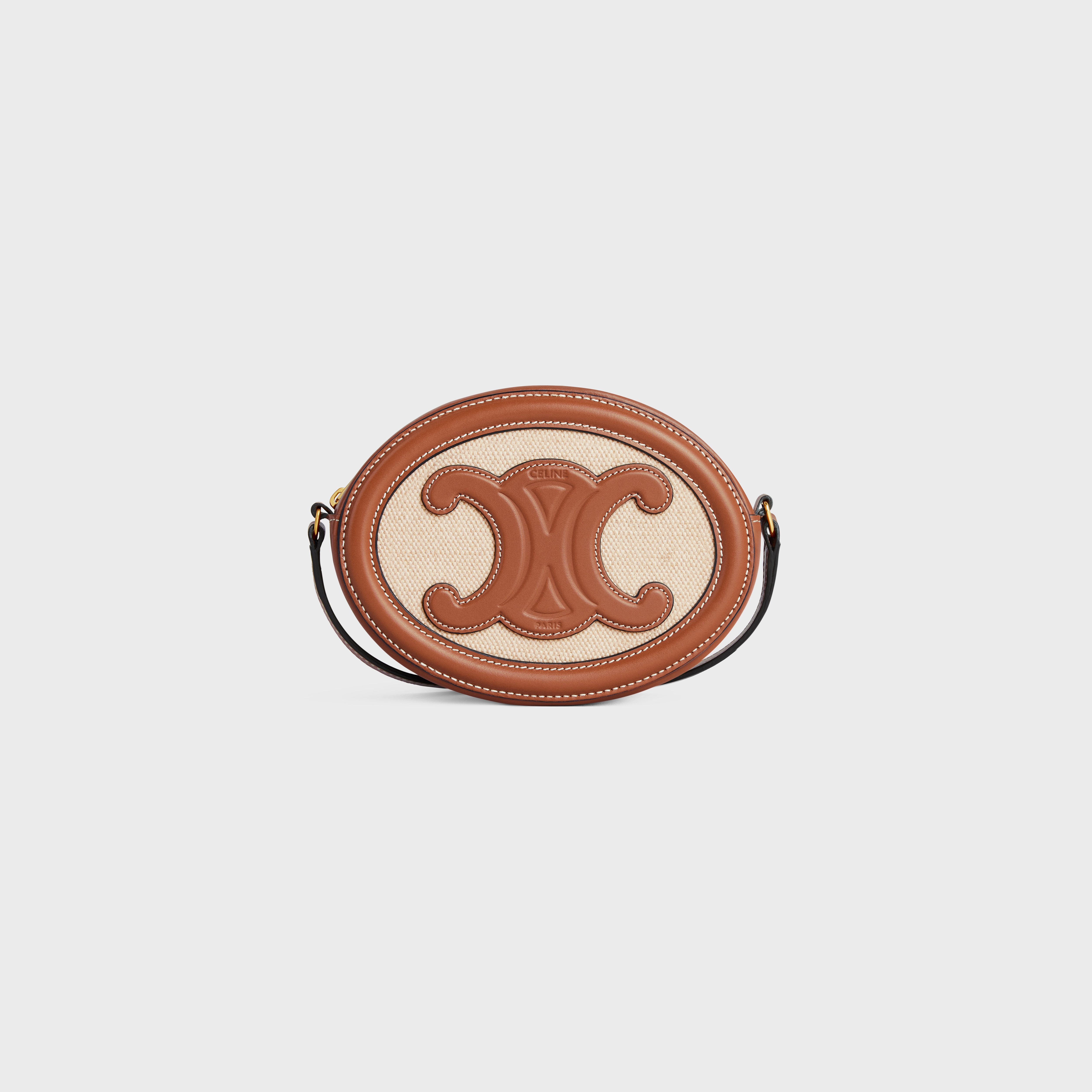 CROSSBODY OVAL PURSE cuir triomphe in textile and calfskin - 1