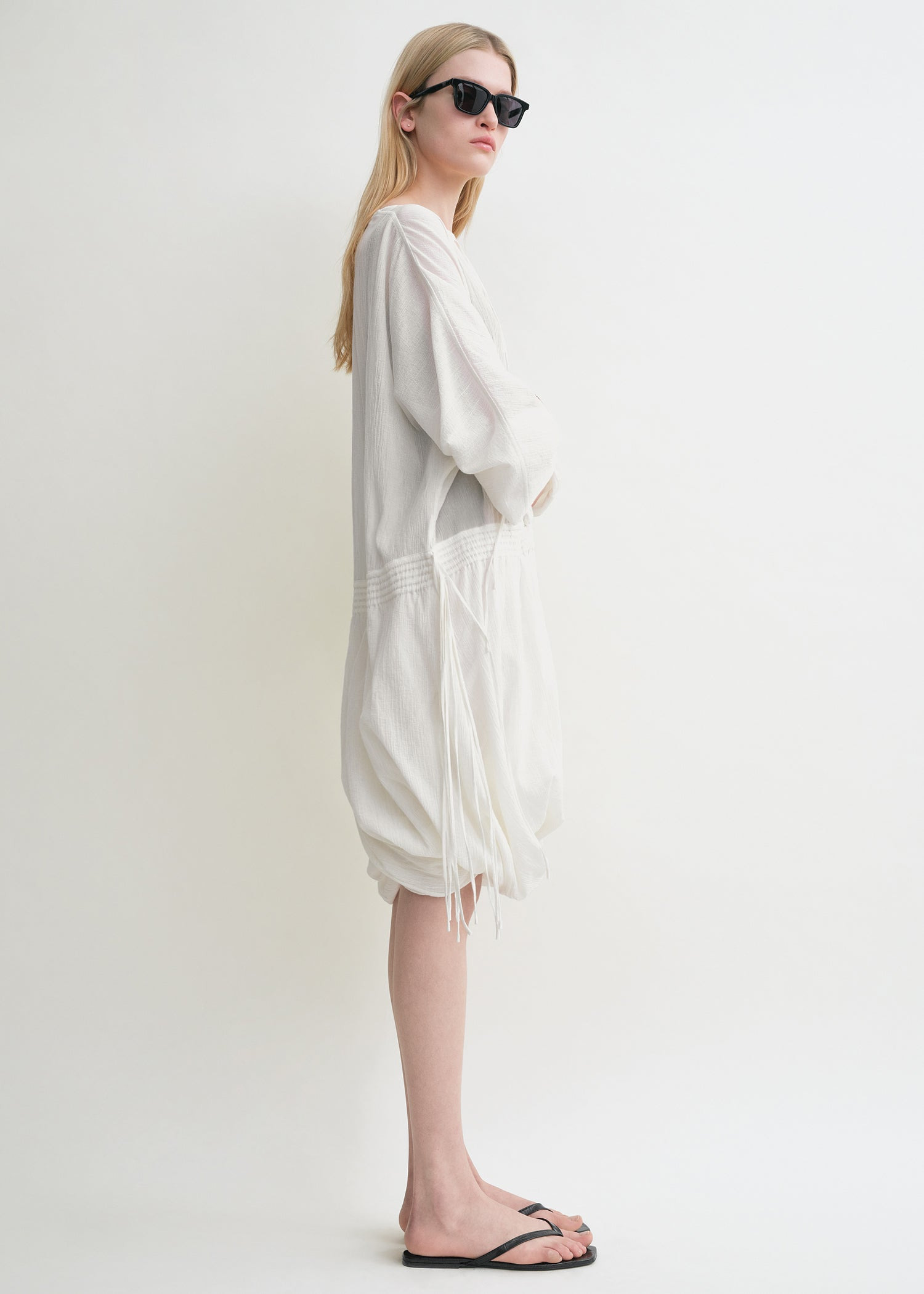 Drawstring dress off-white - 3