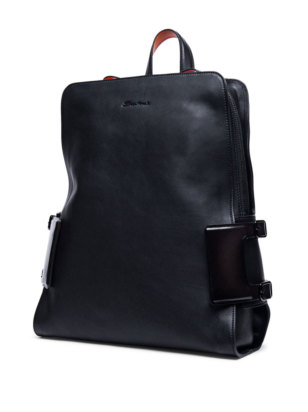 logo-debossed leather backpack - 3