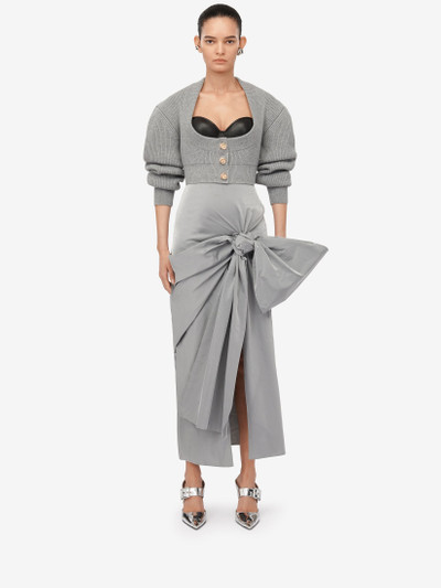 Alexander McQueen Women's Bow Detail Slim Skirt in Silver outlook