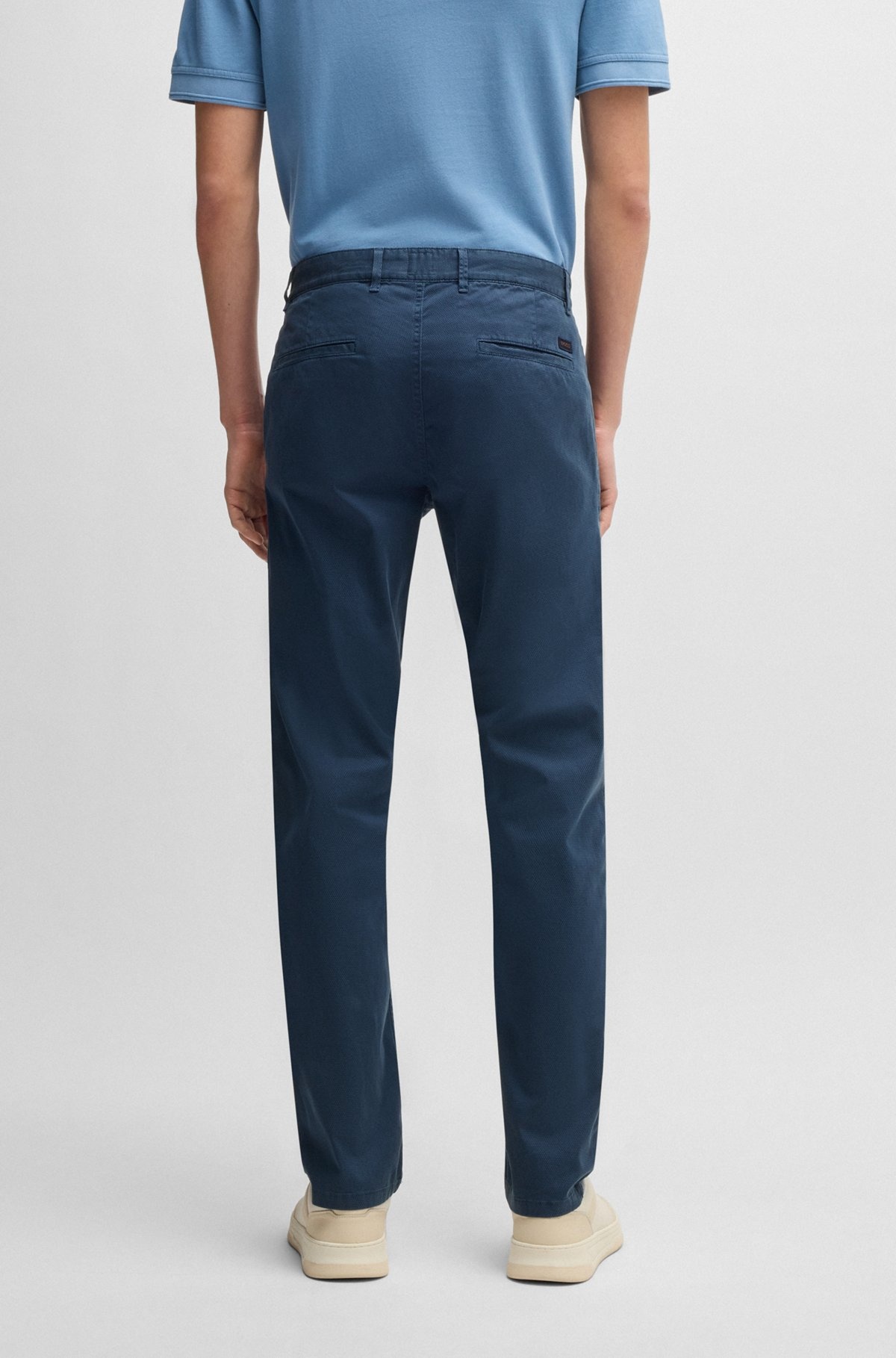 SLIM-FIT TROUSERS IN MICRO-PRINTED STRETCH COTTON - 4