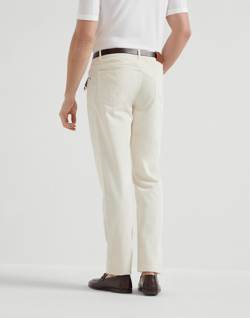 Brunello Cucinelli Garment-dyed Italian fit five-pocket trousers in cotton narrow wale corduroy outlook
