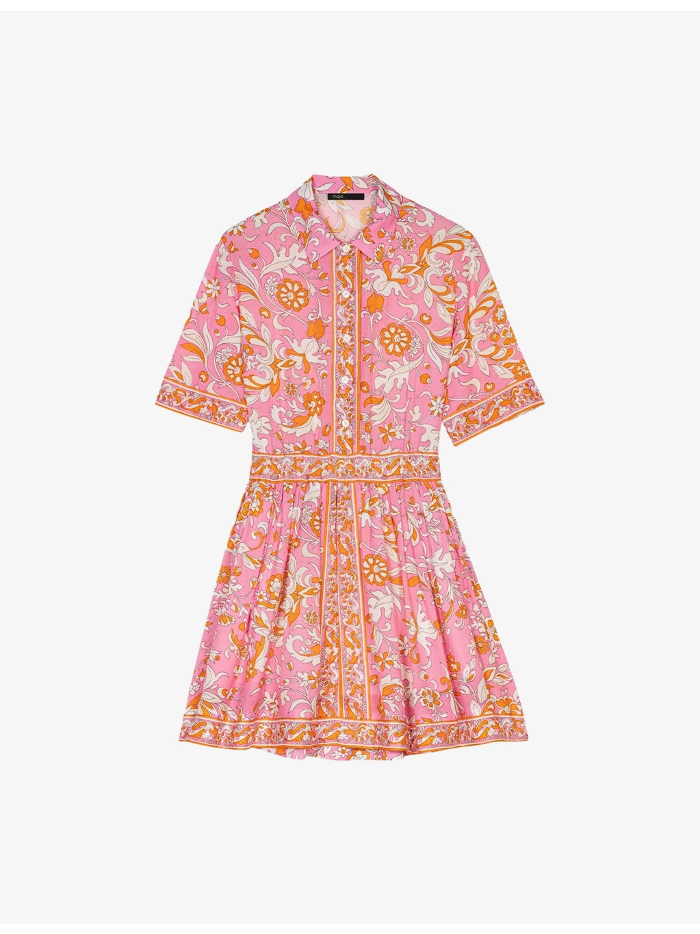 Floral-Print Short-Sleeved Woven Mini Dress - 1
