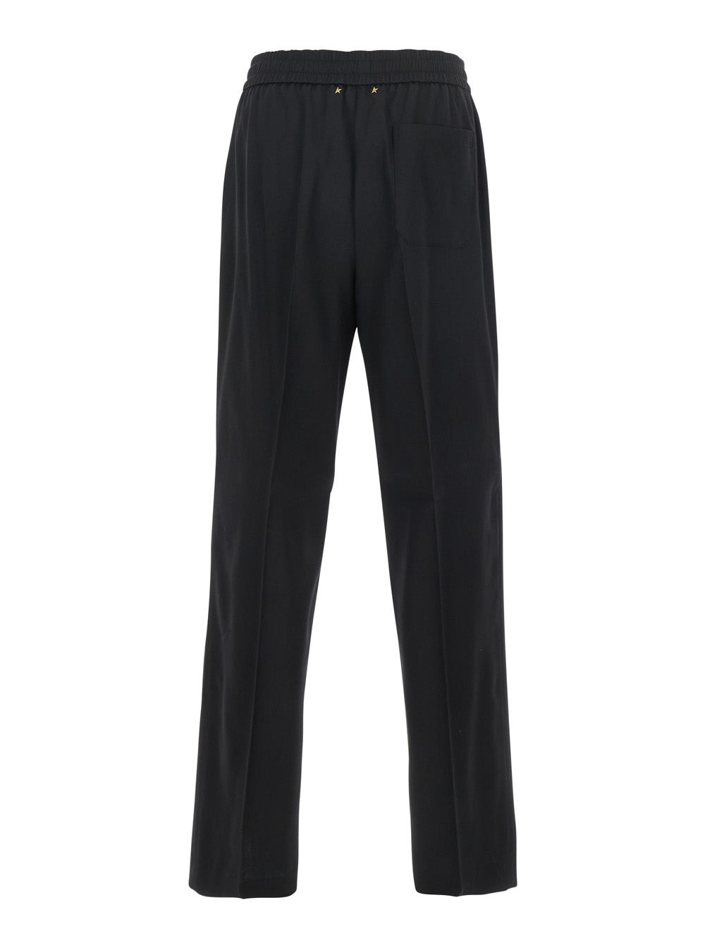 Golden Goose Men 'Lennon' Black Pants With Elastic Waist And Logo On The Back In Virgin Wool Man - 2
