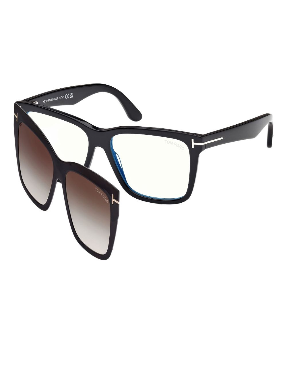 square-frame clip-on glasses - 2