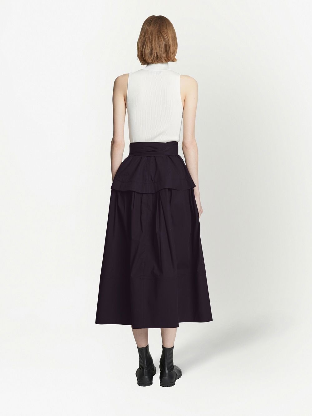 belted full-skirt midi skirt - 4