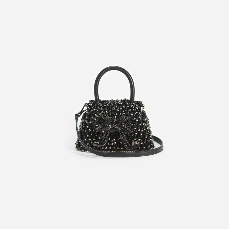 Black Embellished Micro Bow Bag 4