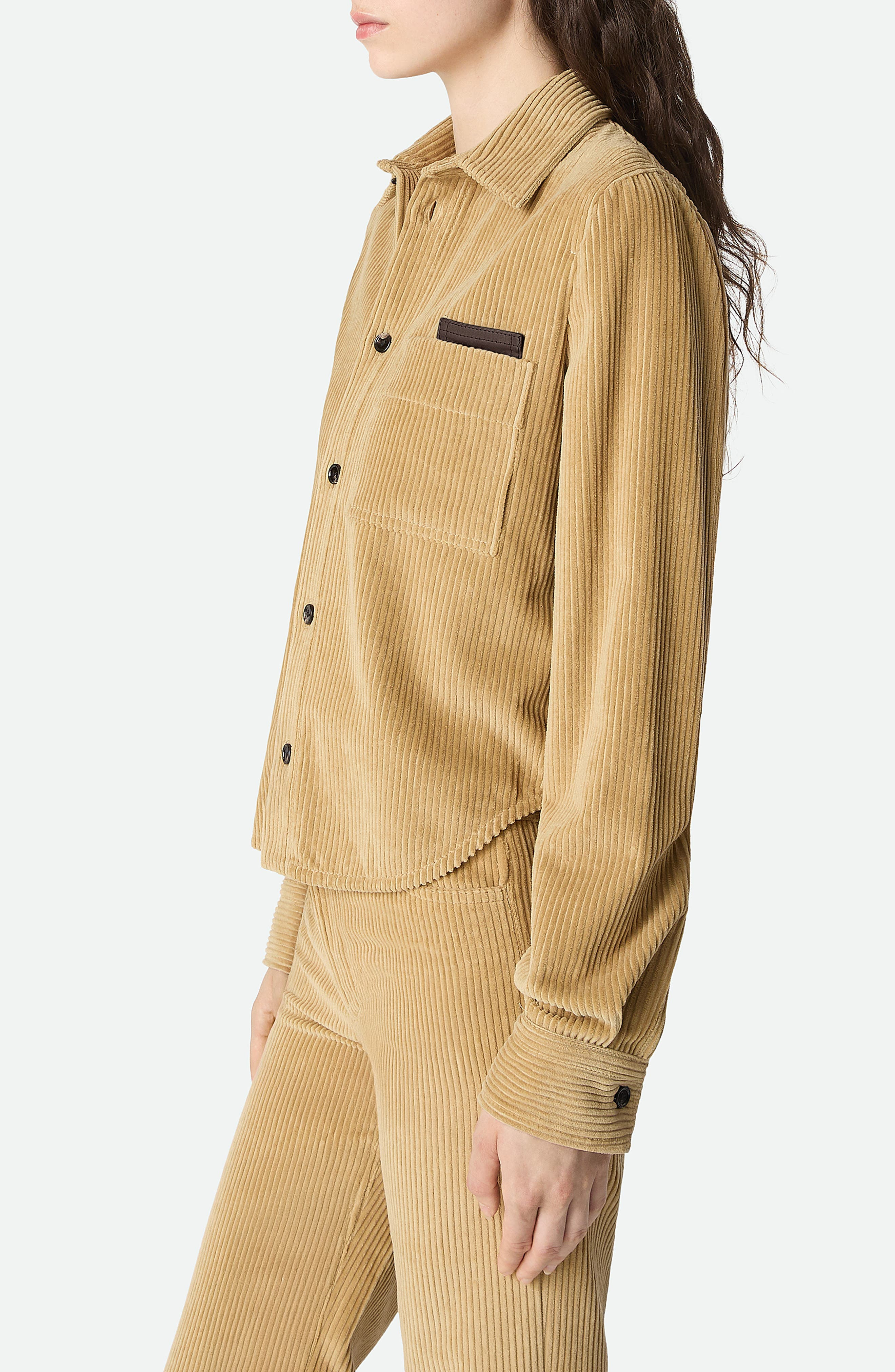 Bottega Veneta Cotton Corduroy Button-Up Shirt in Pale Oak at Nordstrom - 3