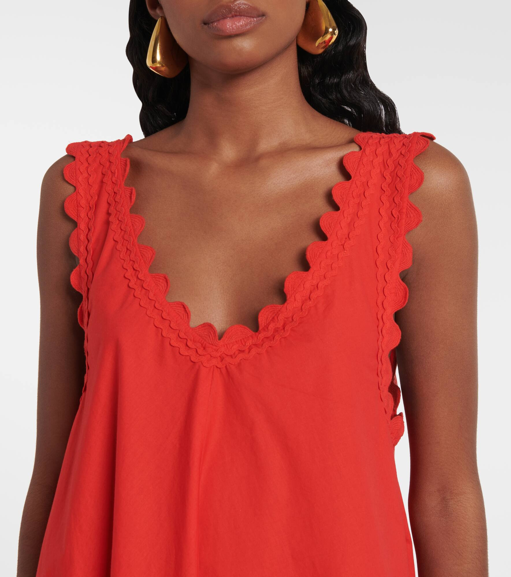 Embroidered cotton poplin minidress - 4