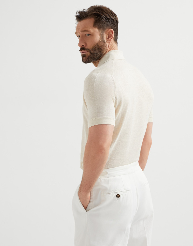 Brunello Cucinelli Linen and cotton knit polo outlook