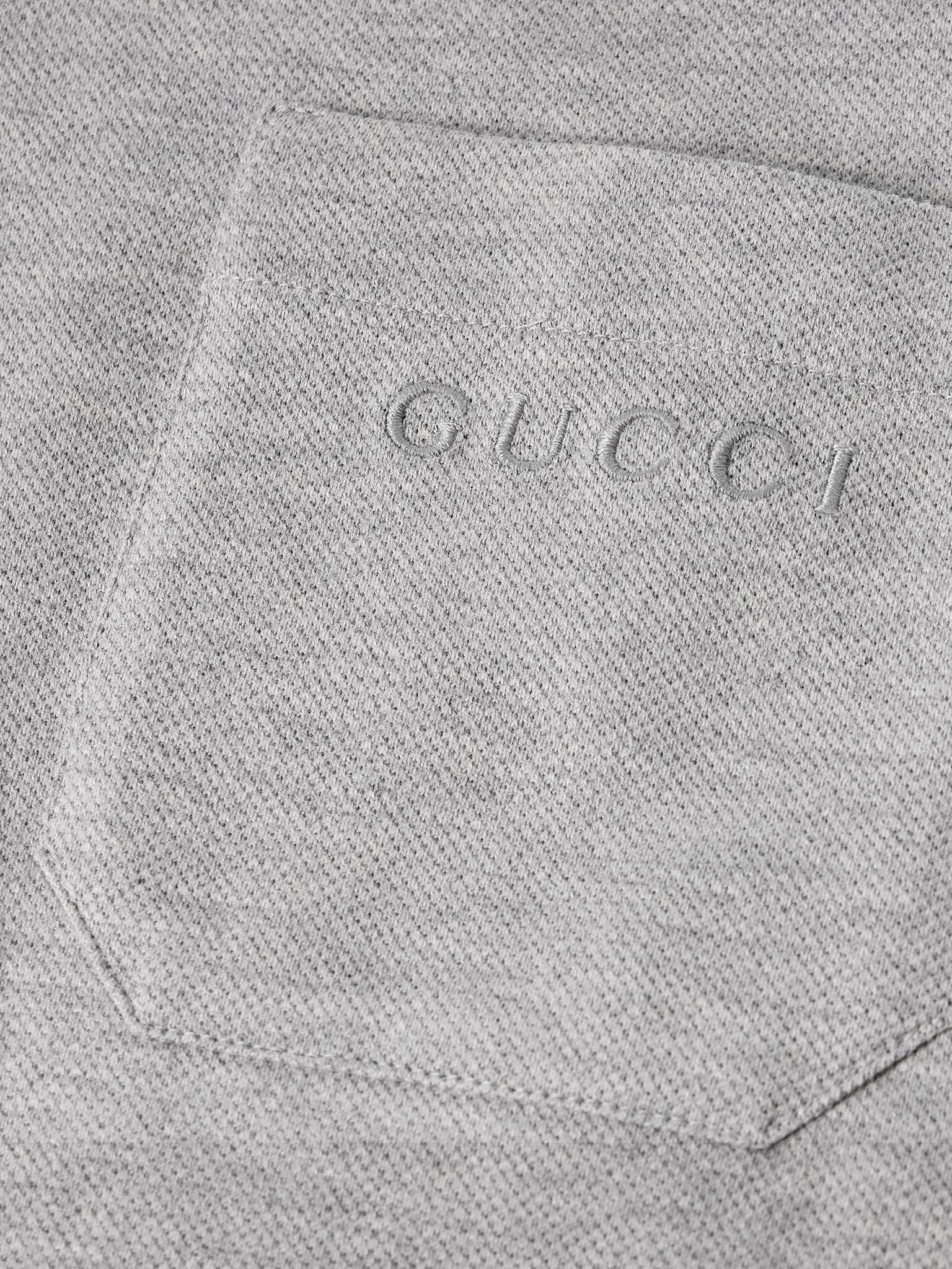 Logo-Embroidered Cotton-Blend Piqué Polo Shirt Gray - 4