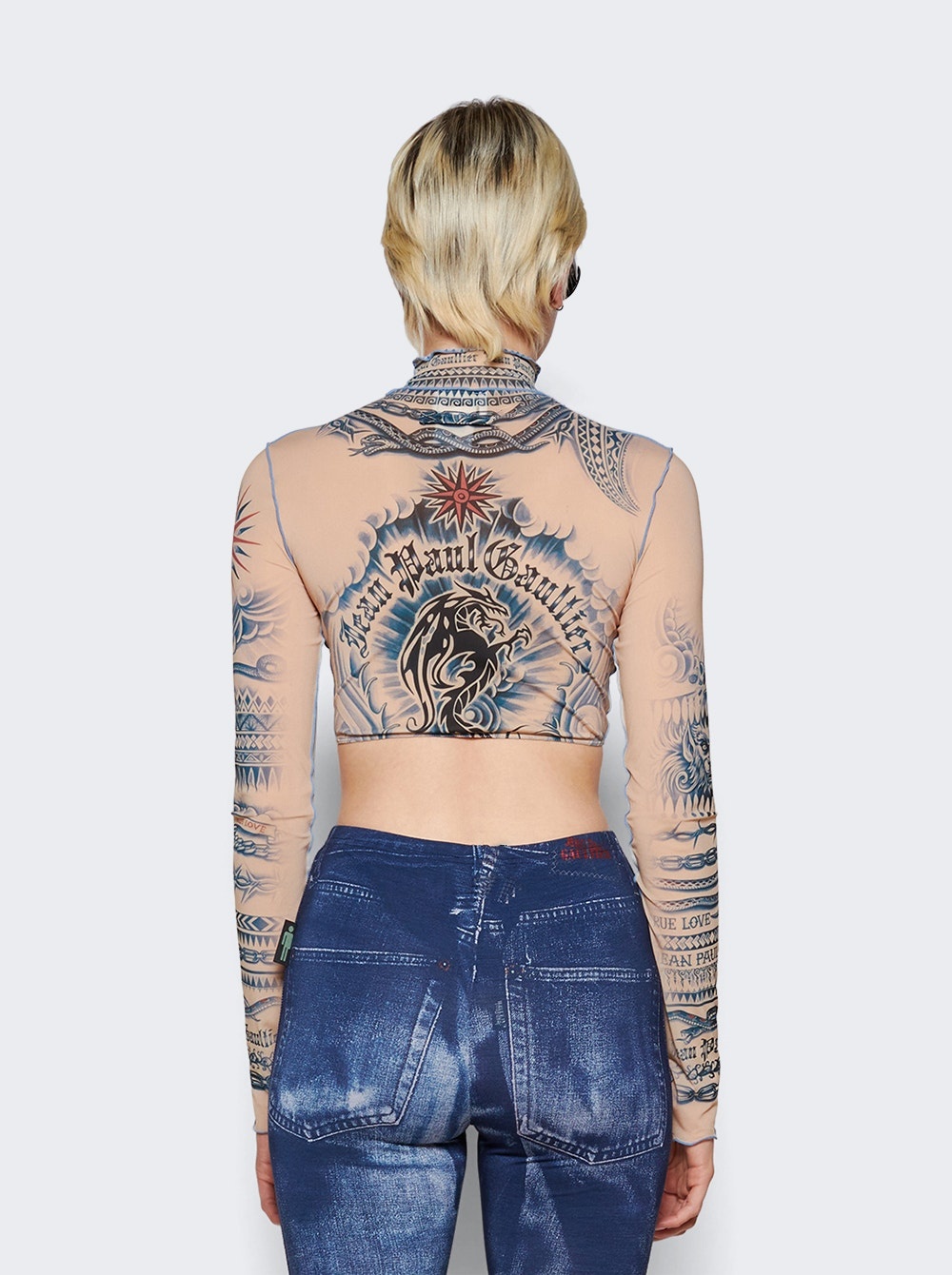 Jean Paul Gaultier Soleil Crop Top Nude And Blue