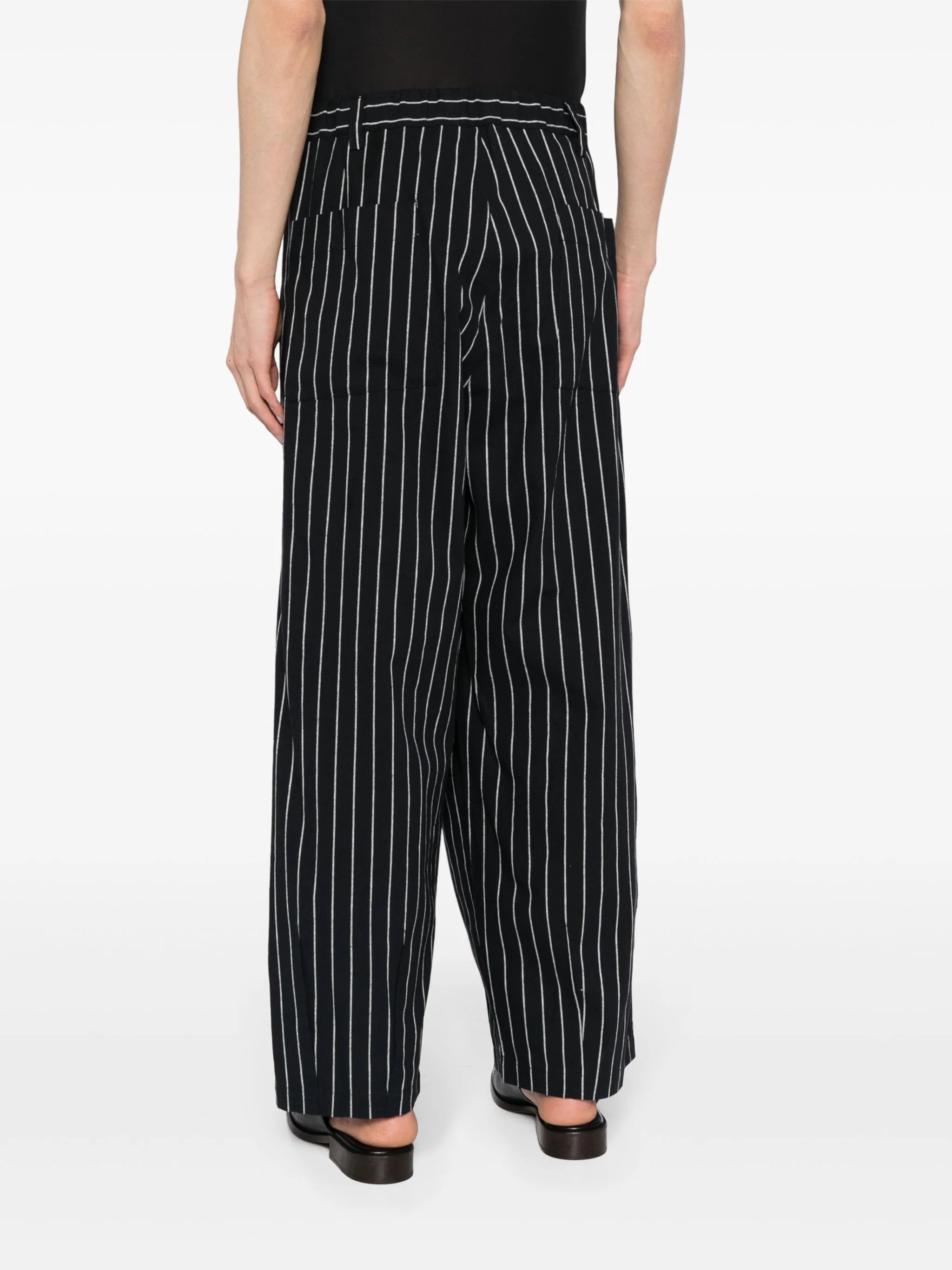 PINSTRIPE-PATTERN WIDE-LEG TROUSERS - 4