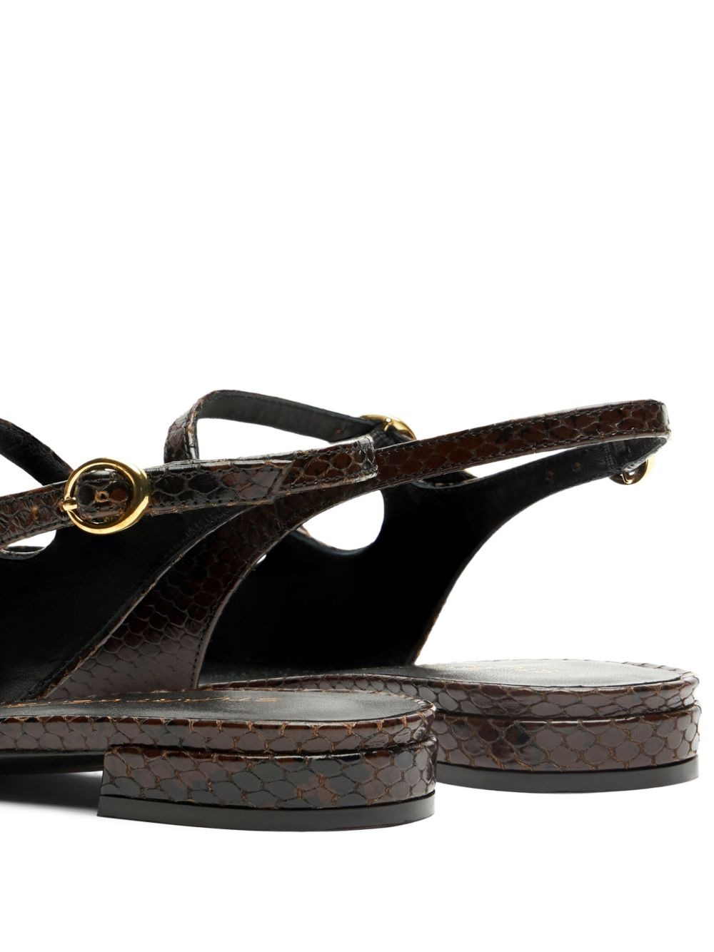 snakeskin slingback flat pumps - 5