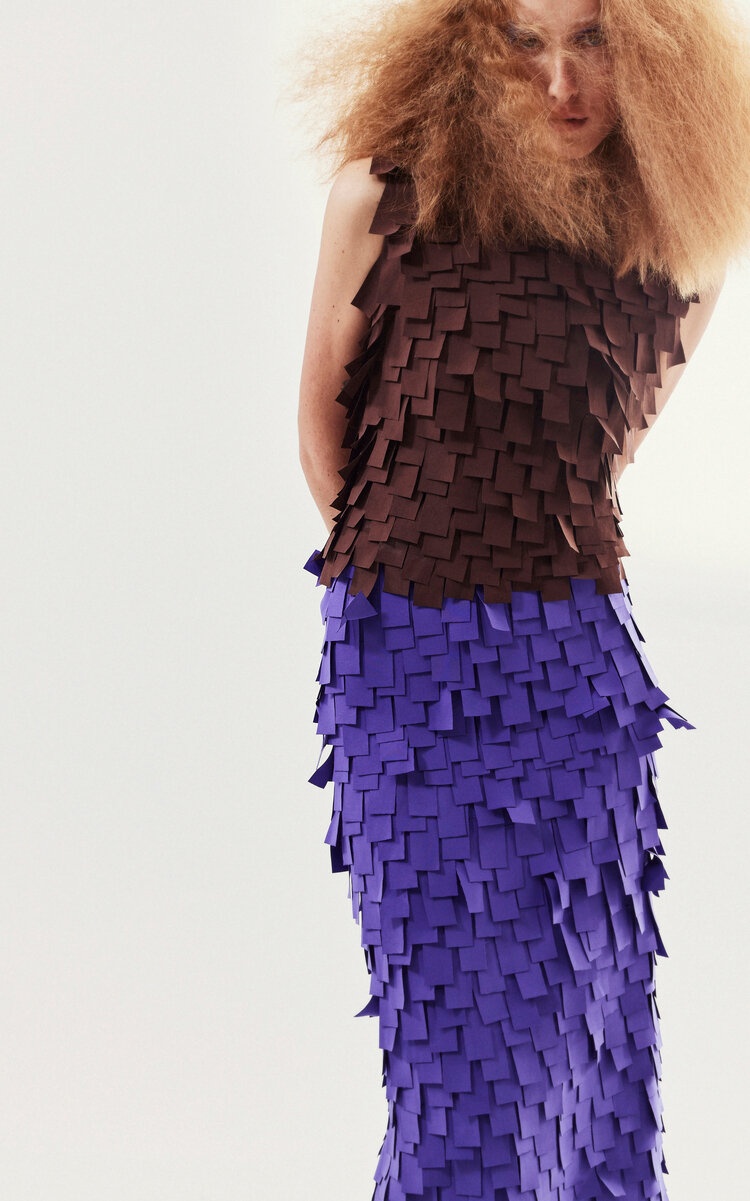 Rectangle-Appliquéd Crepe Midi Skirt purple - 5