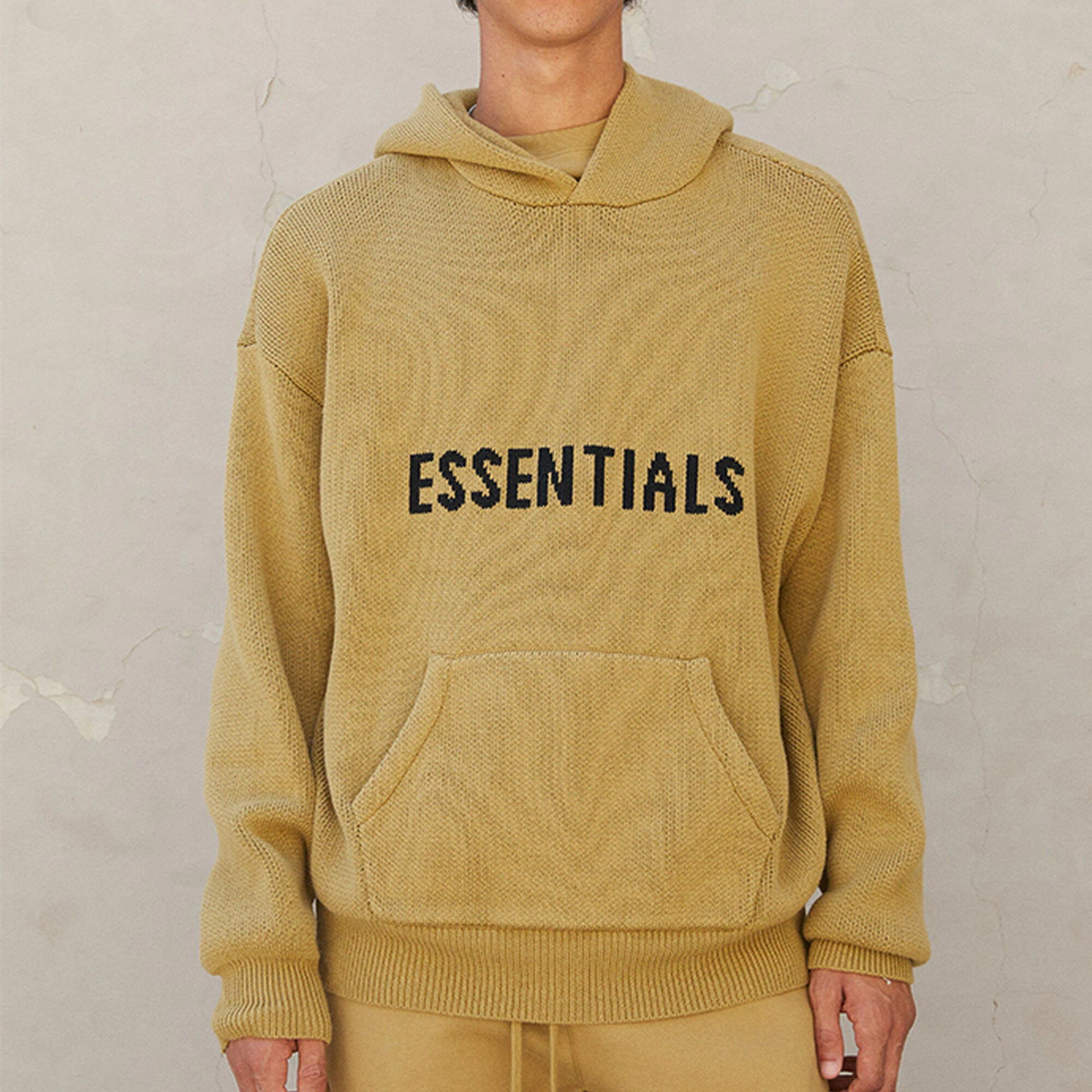 Fear of God Essentials FW21 Knit Pullover Logo Hoodie 'Amber' FOG-FW21-015 - 4