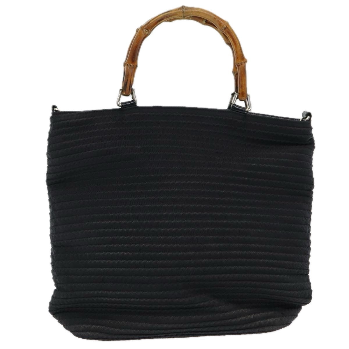 GUCCI Bamboo Hand Bag Nylon Black - 2