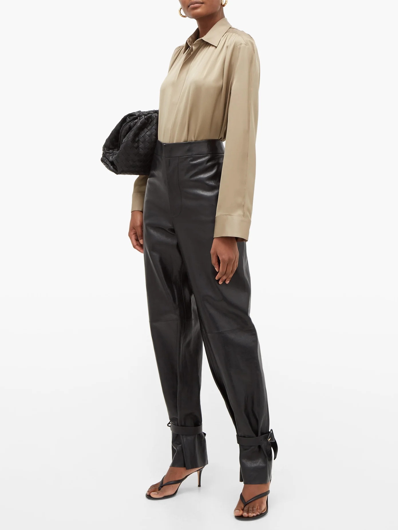 Gathered-shoulder silk-satin shirt - 2