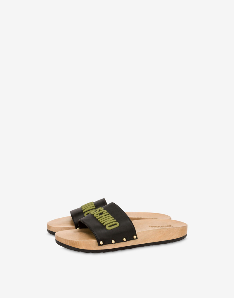 CALFSKIN AND WOOD CLOGS 1