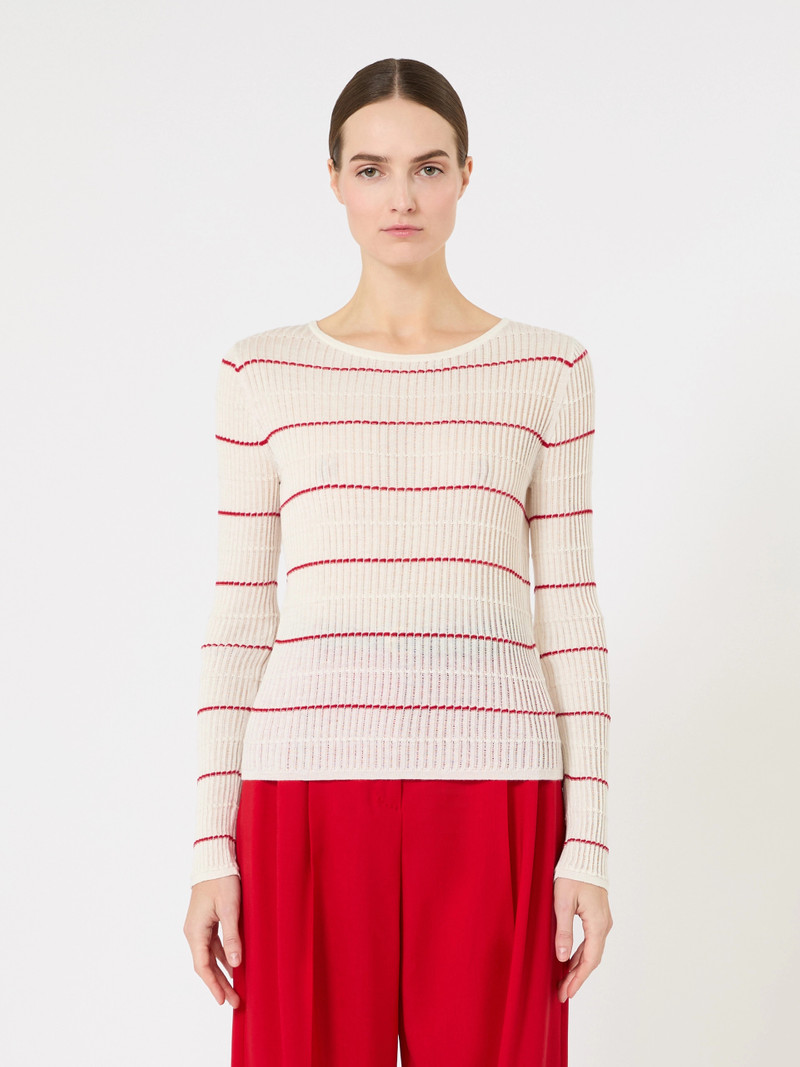PEDONE Slim-fit wool and silk sweater - WHITE 3