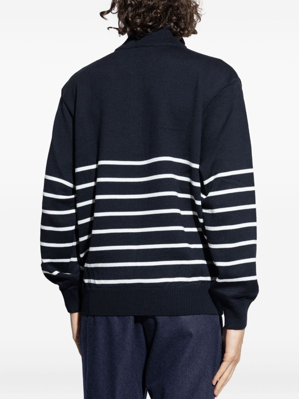 half-zip striped wool sweater - 4