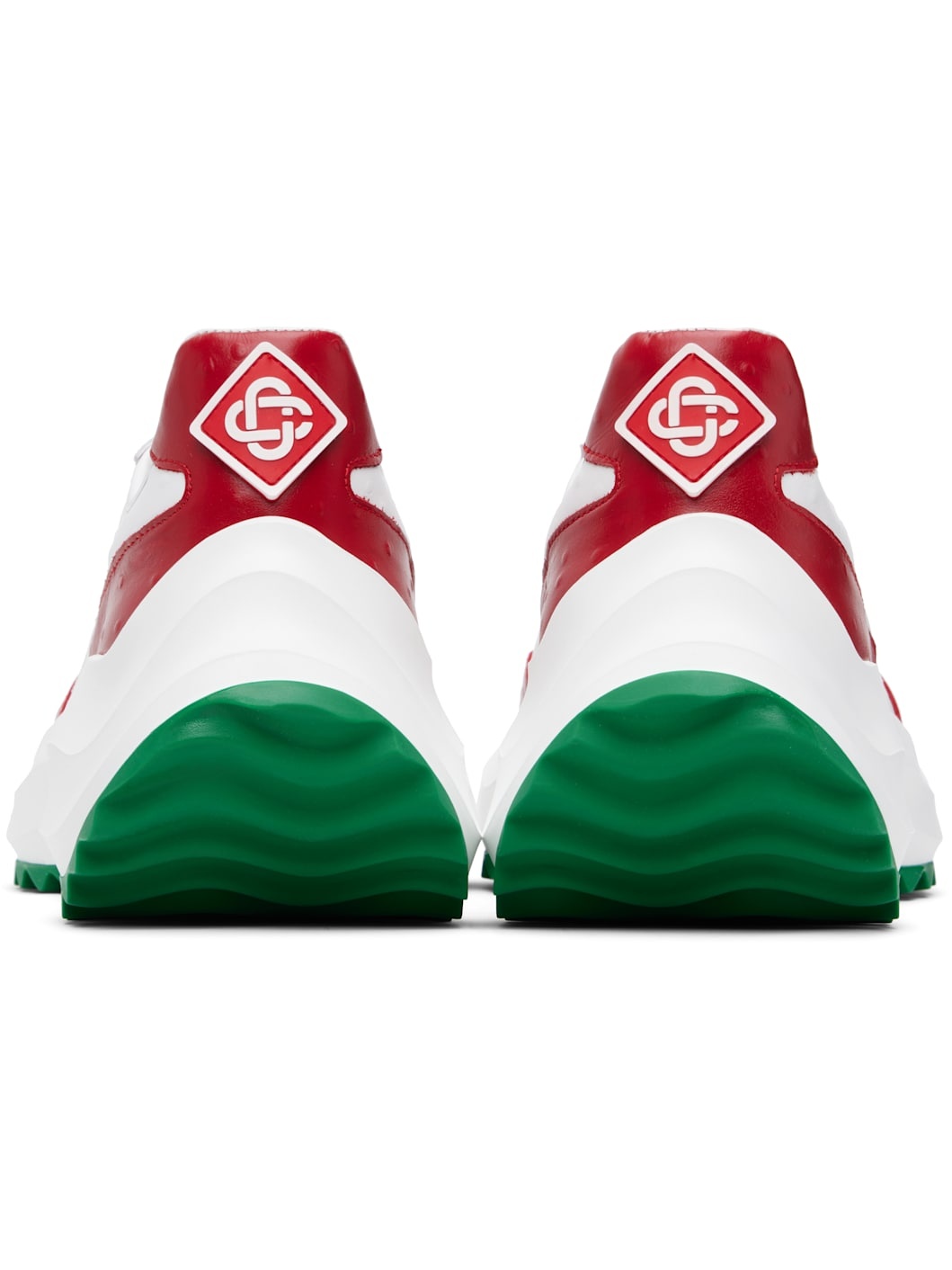 White & Red Atlantis Ostrich Sneakers - 2