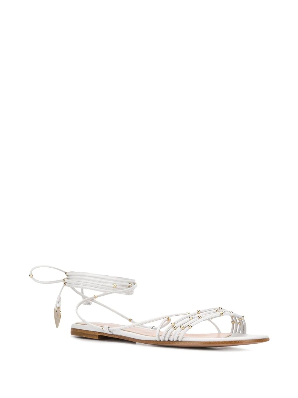 wrap-around beaded flat sandals - 2