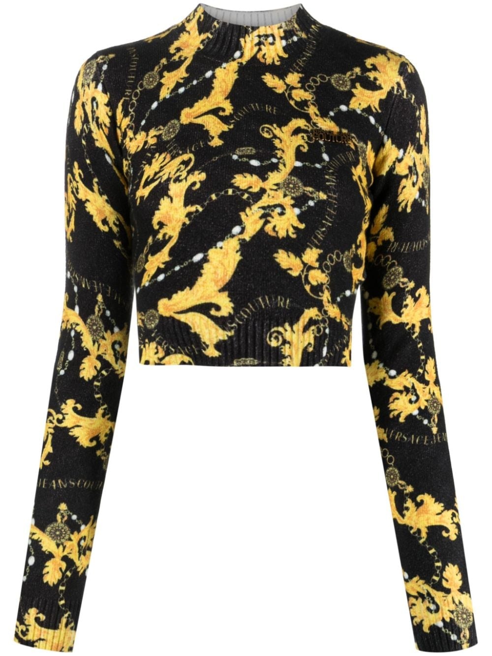 Chain Couture-print cropped jumper - 1