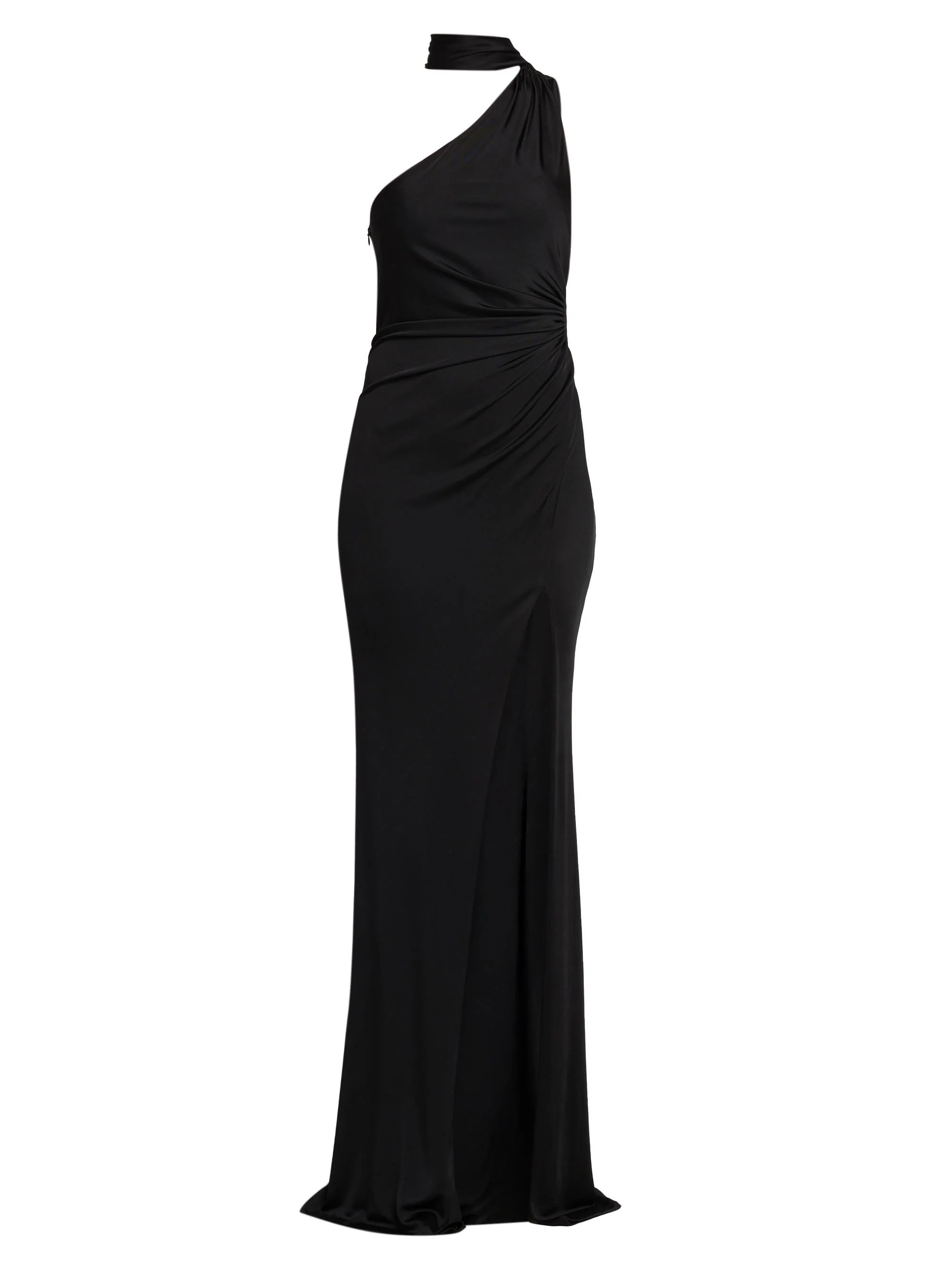 Women's Choker One-Shoulder Sheath Gown - Black - 1