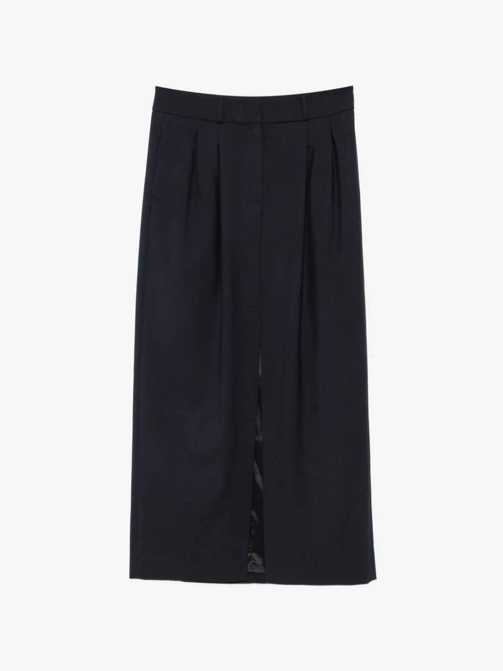 pleated front-slit long skirt - 1