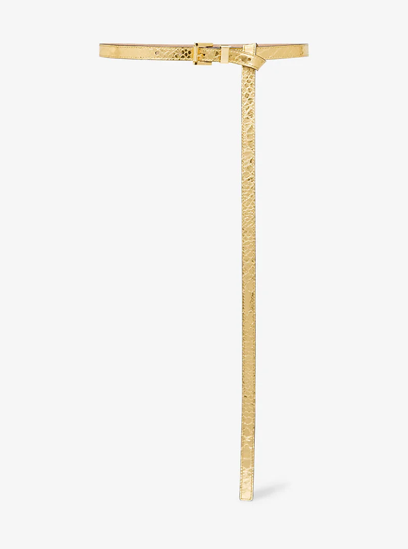 Metallic Python Embossed Leather Trouser Belt - 1
