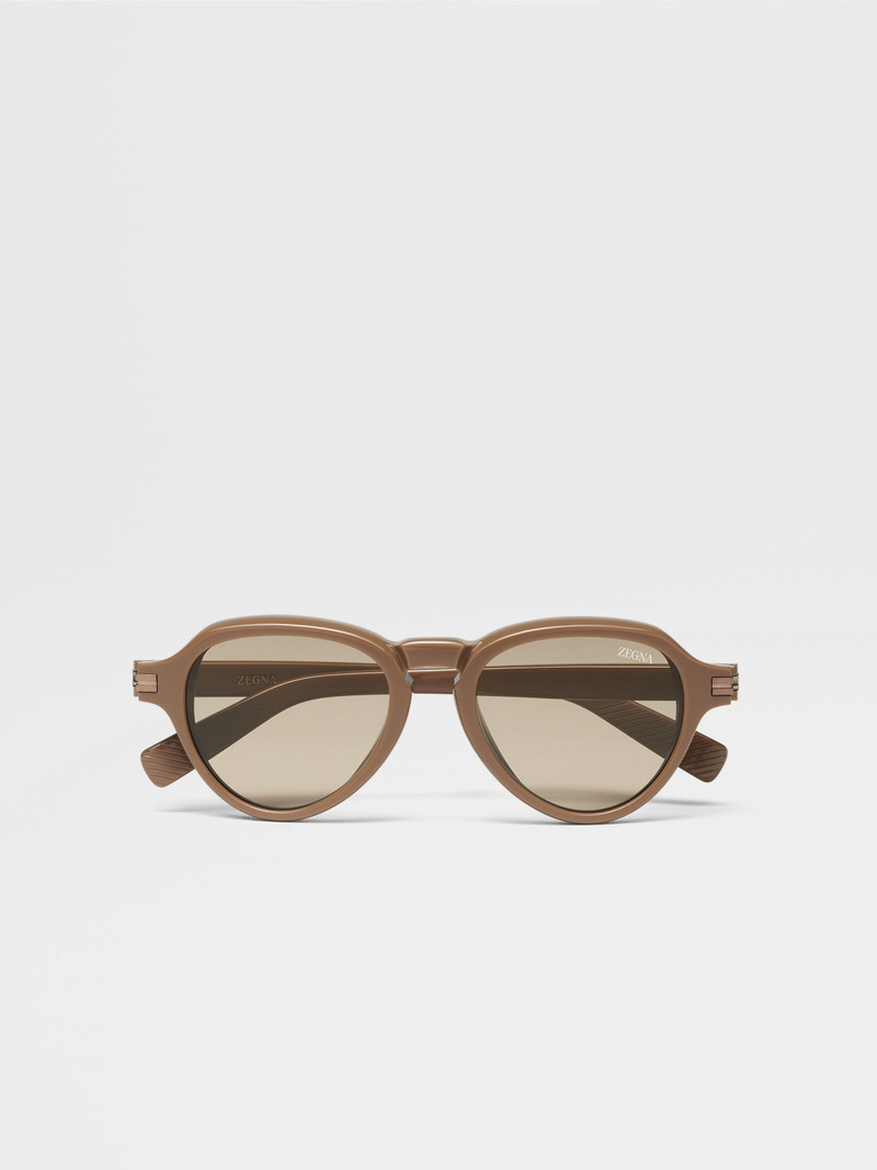 LIGHT BROWN ACETATE SUNGLASSES - 1