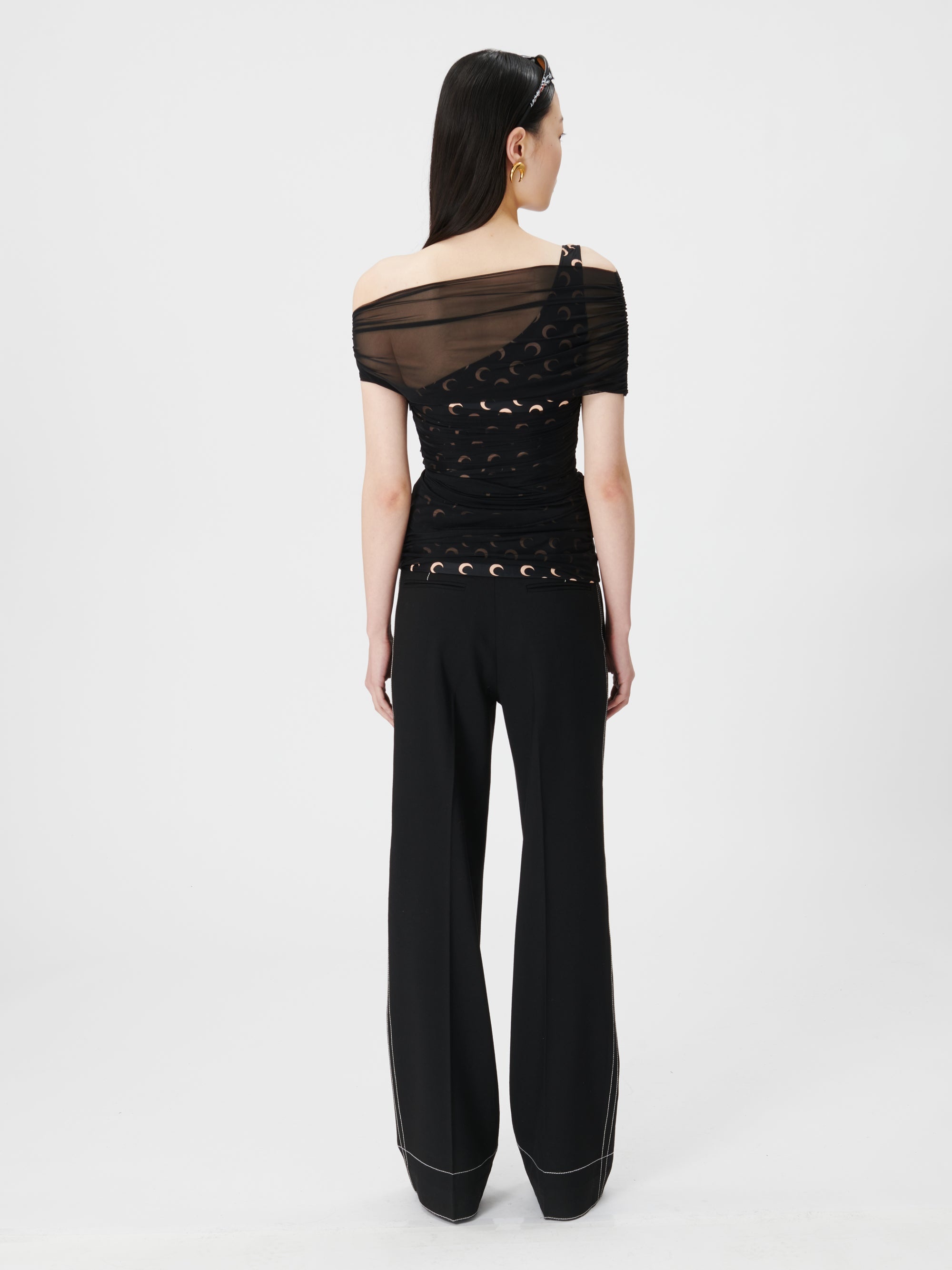 Jersey Body Shelter Draped Off Shoulder Top - 3