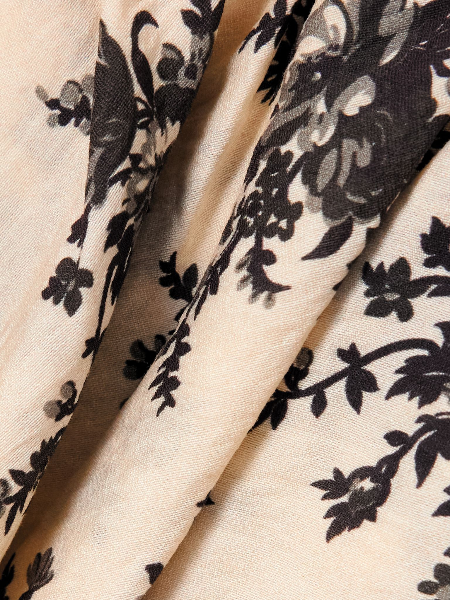 Joan tie-detailed ruffled floral-print voile midi dress Cream - 4