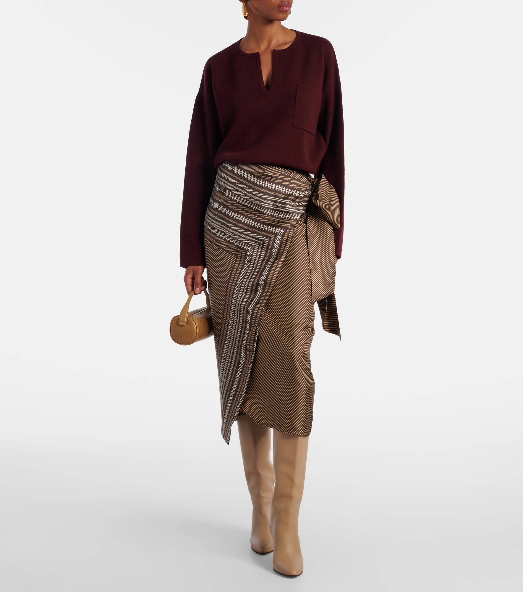 Edro striped silk wrap skirt - 2