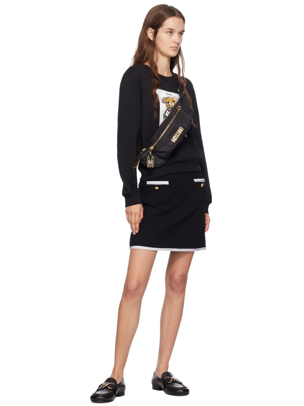 Black Gold Heart Buttons Miniskirt - 4